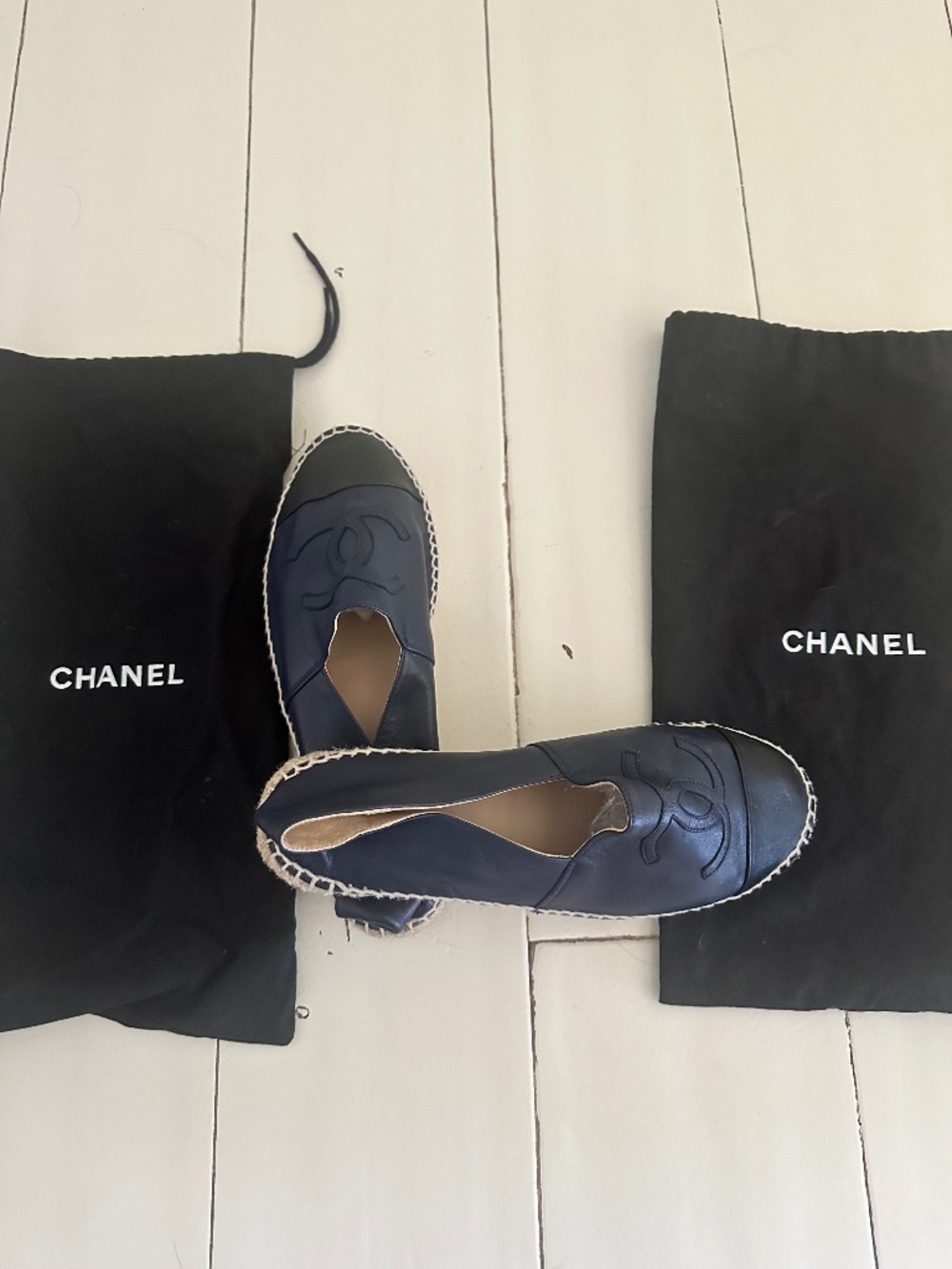 New CHANEL espadrille flat size 39